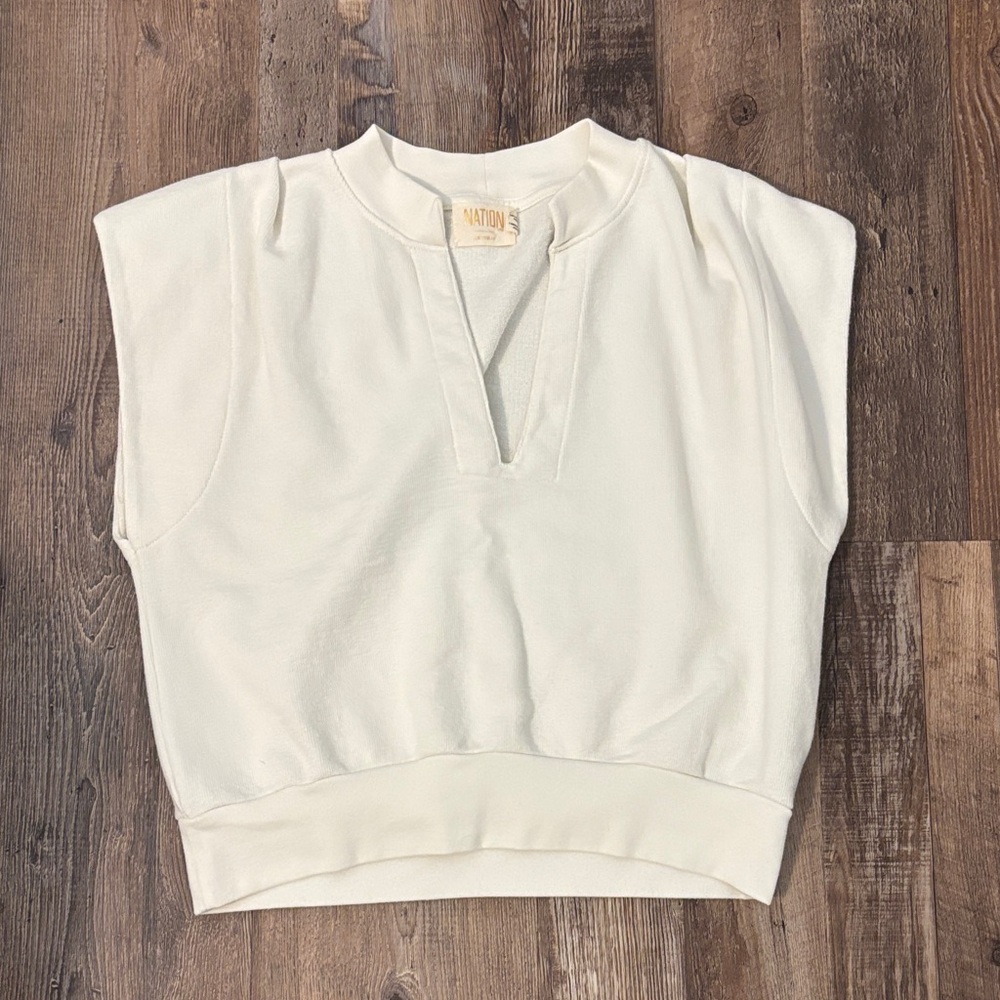 Nation cream sweatshirt fabric top